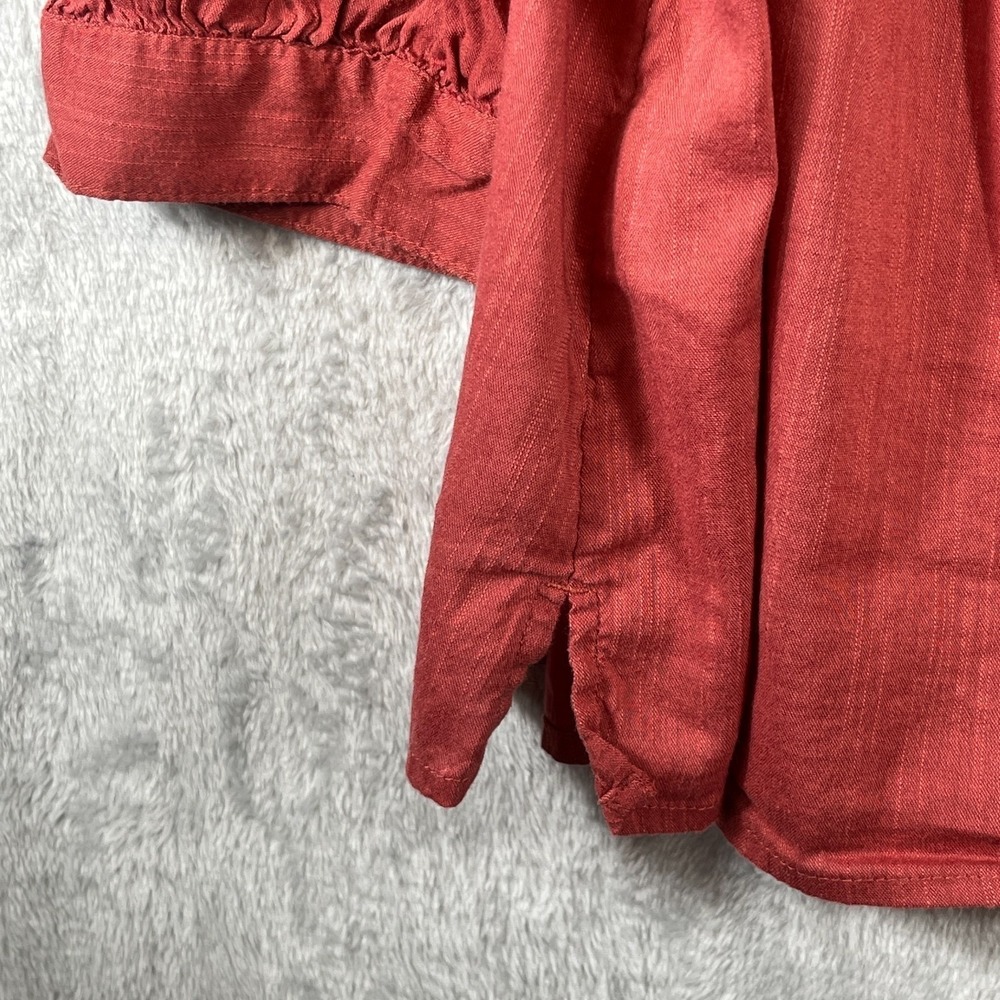 Old Navy Womens XL Embroidered Square Neck Top Red Sumac Cotton Boho Peasant - Picture 6 of 10
